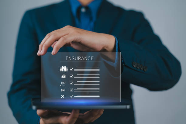 Custom insurance application on the tablet and iPhone screen